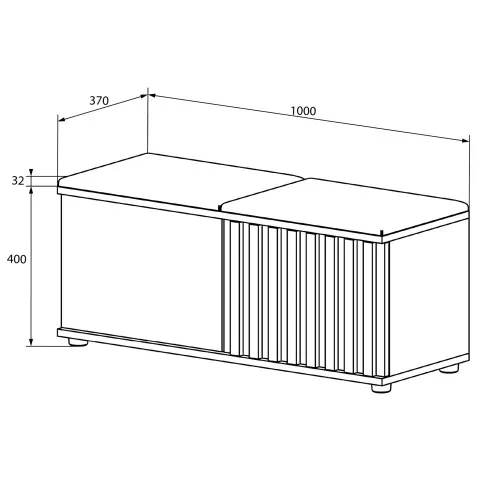 Wymiary lamelowej szafki na buty z welurowym siedziskeim Benisso