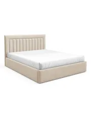 Kremowe łóżko tapicerowane z zagłówkiem 3 rozmiary - Merassi w sklepie Edinos.pl