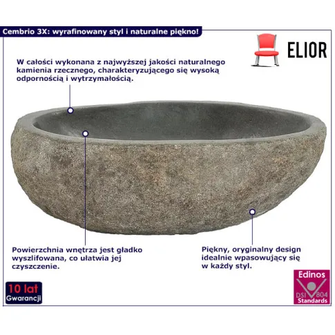 Fotografia Umywalka łazienkowa z kamienia rzecznego - Falax 3X z kategorii Umywalki łazienkowe