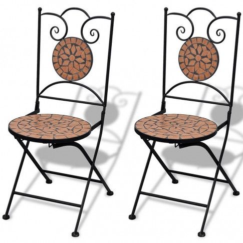Zdjęcie produktu Zestaw ceramicznych krzeseł ogrodowych Leah - brązowy.