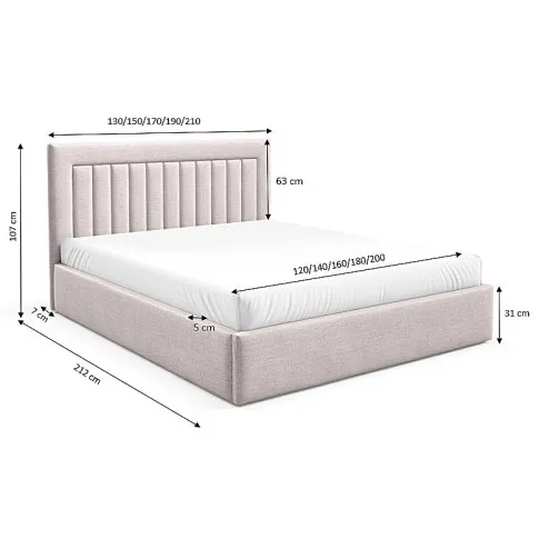 Wymiary łóżka tapicerowanego Merassi