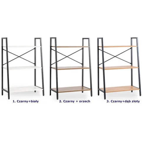 Szczegółowe zdjęcie nr 4 produktu Metalowy niski regał na książki czarny + orzech - Hogi