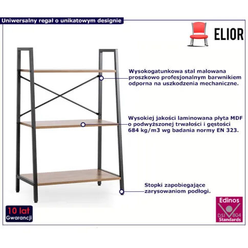 Zdjęcie metalowy niski regał na książki w stylu loft Hogi | Edinos.pl