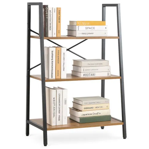 Zdjęcie produktu Metalowy niski regał na książki czarny + orzech - Hogi.