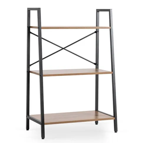 Fotografia Metalowy niski regał na książki czarny + orzech - Hogi z kategorii Regały