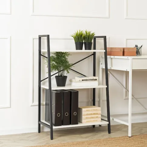 Szczegółowe zdjęcie nr 5 produktu Metalowy niski regał na książki czarny + orzech - Hogi