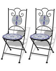 Zestaw ceramicznych krzeseł ogrodowych Leah - niebieski w sklepie Edinos.pl