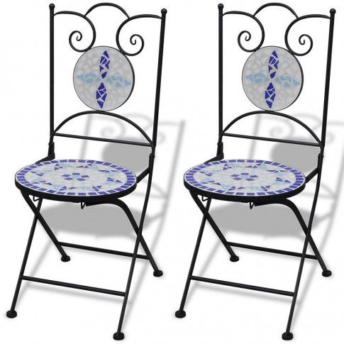 Zdjęcie produktu Zestaw ceramicznych krzeseł ogrodowych Leah - niebieski.