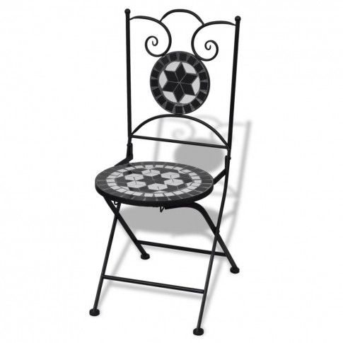 Fotografia Zestaw ceramicznych krzeseł ogrodowych Leah - czarno-biały z kategorii Krzesła ogrodowe