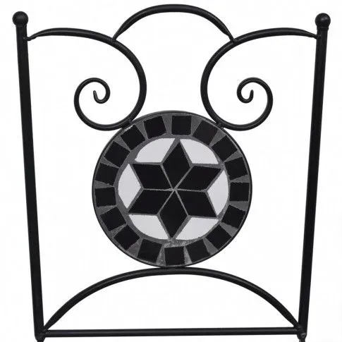 Szczegółowe zdjęcie nr 4 produktu Zestaw ceramicznych krzeseł ogrodowych Zarvin - czarno-biały