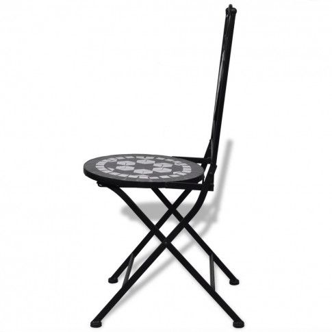 Szczegółowe zdjęcie nr 6 produktu Zestaw ceramicznych krzeseł ogrodowych Leah - czarno-biały