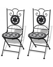 Zestaw ceramicznych krzeseł ogrodowych Leah - czarno-biały w sklepie Edinos.pl