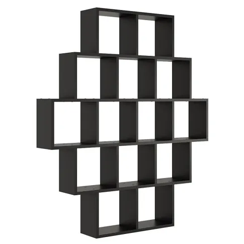 Fotografia Czarny regał na książki, biblioteczka wisząca lub stojąca - Devios z kategorii Regały