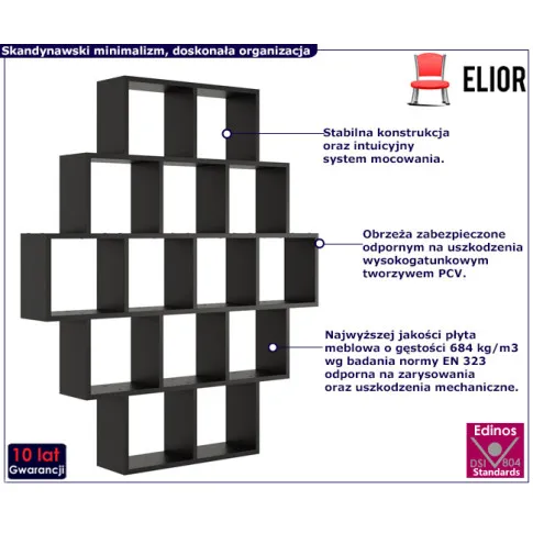 Zdjęcie czarny regał na książki wiszący lub stojący Devios | Edinos.pl