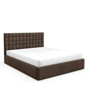 Brązowe łóżko z tapicerowanym zagłówkiem - Merenzo w sklepie Edinos.pl