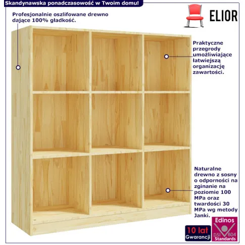 Zdjęcie kwadratowy regał na książki z litego drewna Jevi 5X | Edinos.pl