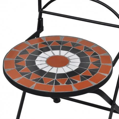 Szczegółowe zdjęcie nr 4 produktu Zestaw ceramicznych krzeseł ogrodowych Zarvin - brązowo-biały