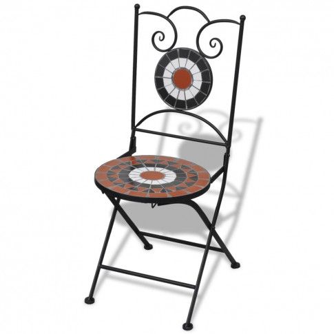 Szczegółowe zdjęcie nr 5 produktu Zestaw ceramicznych krzeseł ogrodowych Leah - brązowo-biały