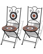 Zestaw ceramicznych krzeseł ogrodowych Leah - brązowo-biały w sklepie Edinos.pl