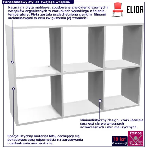 Zdjęcie biały niski regał na książki Atela 4X | Edinos.pl