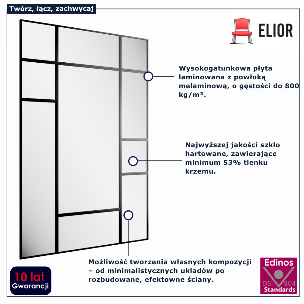 zestaw paneli lustrzanych