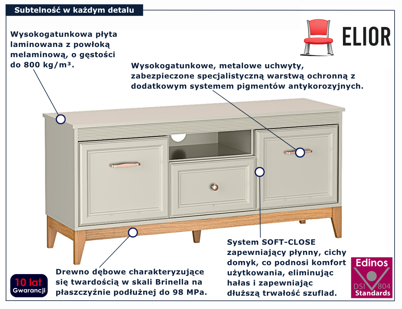 Kaszmirowa szafka pod telewizor Luxior 10X
