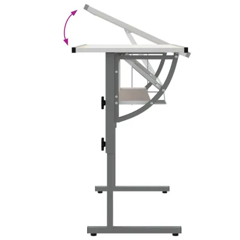 Szczegółowe zdjęcie nr 4 produktu Biało-szare metalowe biurko kreślarskie podnoszone - Guveri