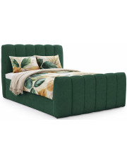 Ciemnozielone łóżko kontynentalne tapicerowane boucle - Cloud w sklepie Edinos.pl