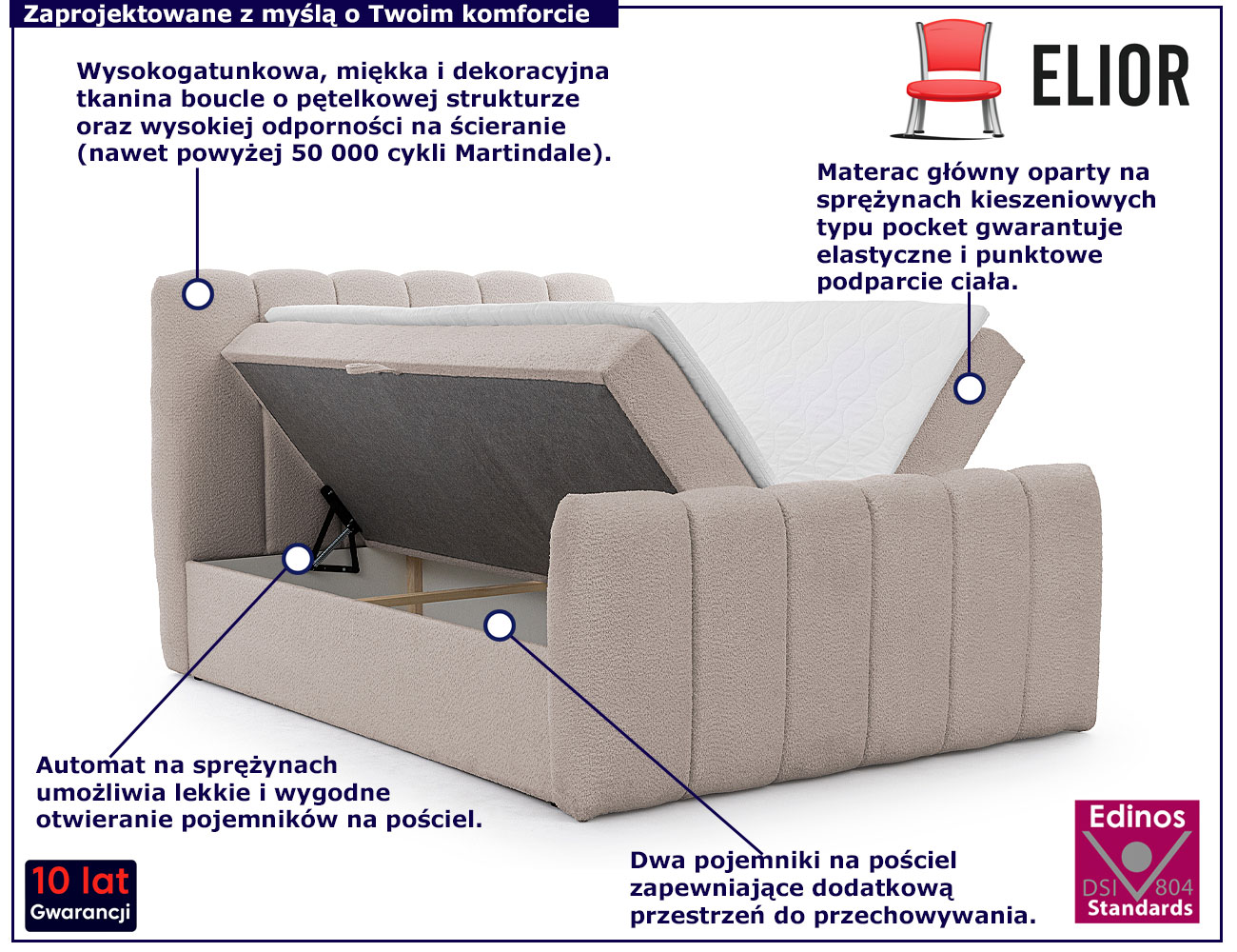 Szarobeżowe tapicerowane łóżko chmurka Cloud