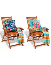 Składane drewniane krzesła ogrodowe Pawasa 2 szt w sklepie Edinos.pl