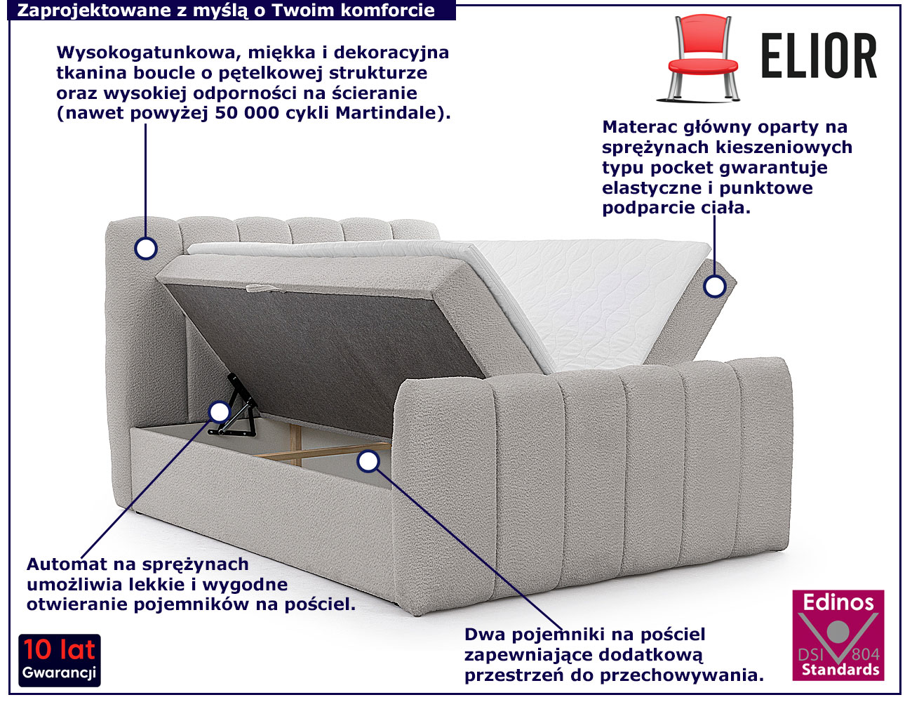 Szare tapicerowane łóżko chmurka Cloud