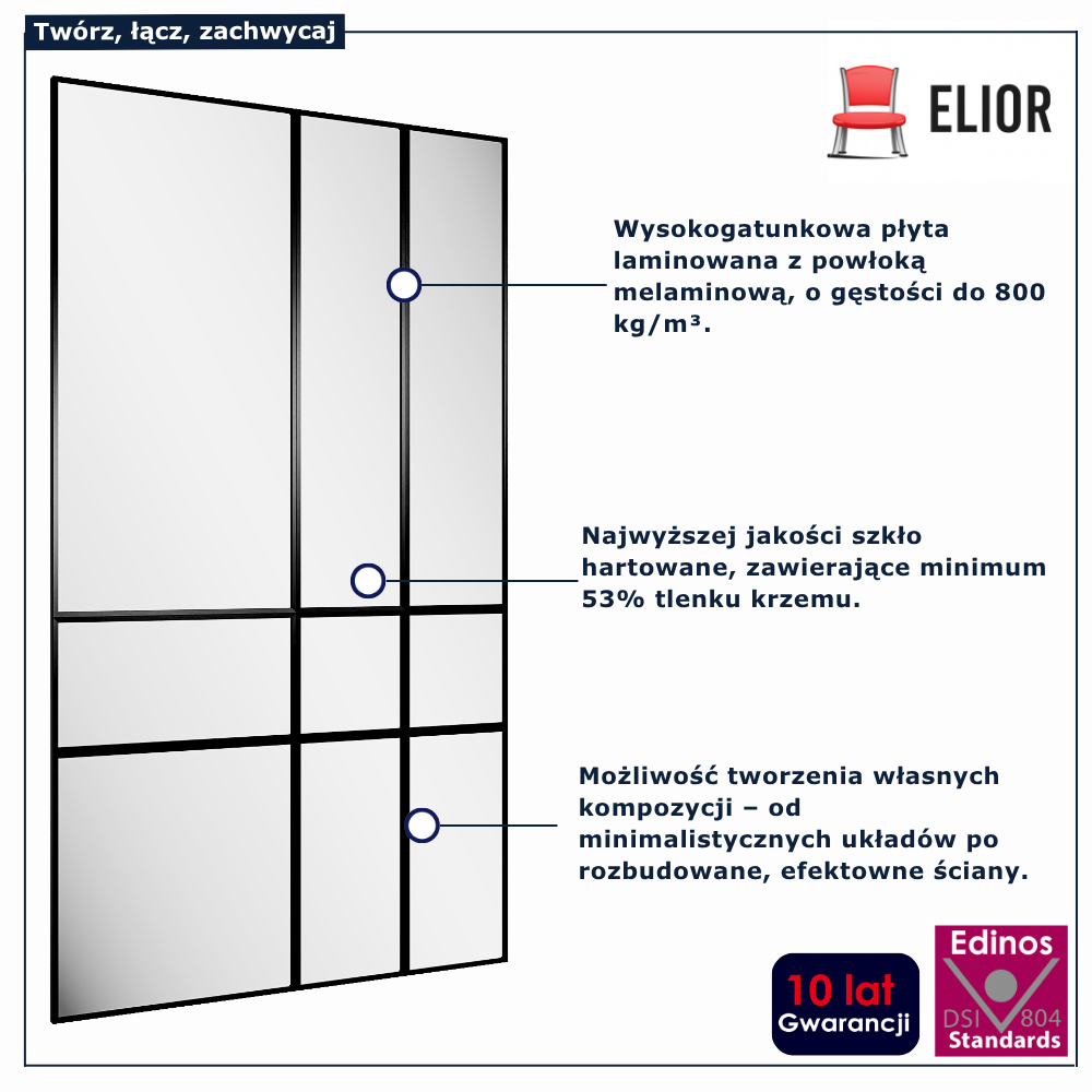 zestaw paneli lustrzanych