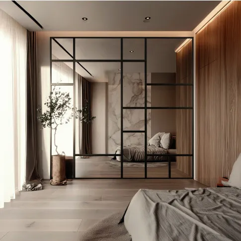 aranzajca sypialni z panelem lustrzanycm