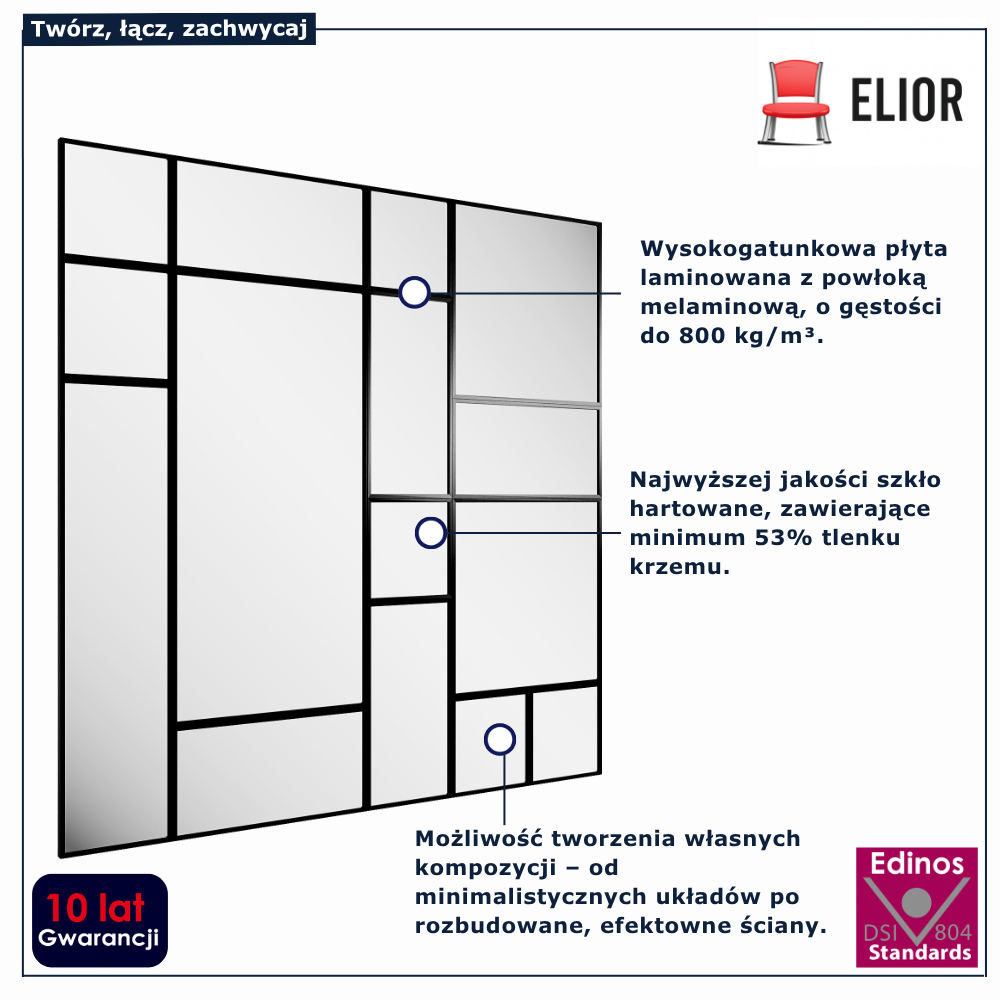 zestaw paneli lustrzanych