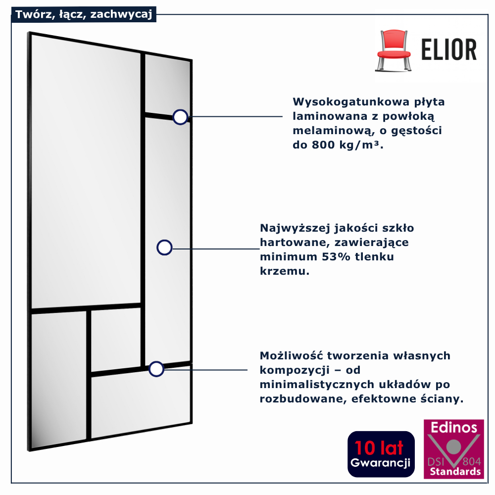 zestaw paneli lustrzanych