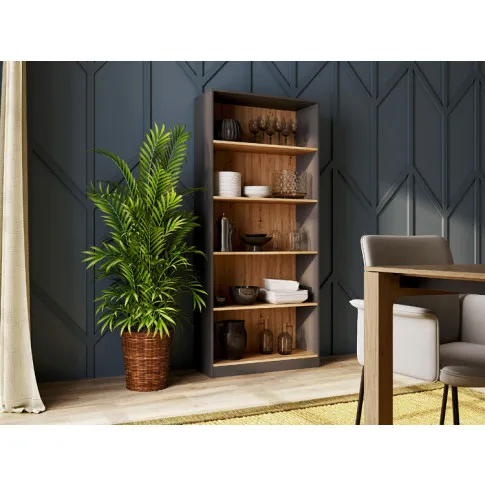 Szczegółowe zdjęcie nr 4 produktu Otwarty regał na ubrania antracyt + dąb artisan - Fawios 4X