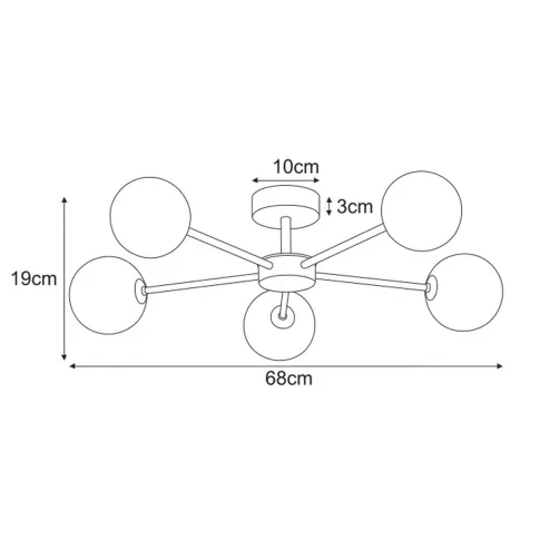 pięcioramiena lampa sufiowa M150 - Oxol
