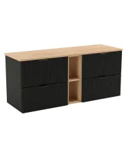 Szafka wisząca pod umywalkę z szufladami i półkami czarny + orzech - Enda 7X w sklepie Edinos.pl