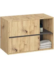 Wisząca szafka łazienkowa 90 cm dąb artisan + grafit szary - Hosti w sklepie Edinos.pl