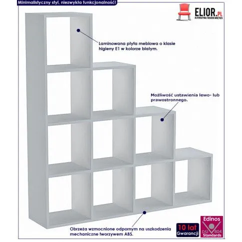 Zdjęcie biały regał schodkowy na książki Cesaro 5X | Edinos.pl