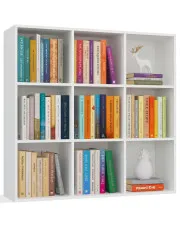 Biały regał na książki z 9 półkami - Kedi 3X w sklepie Edinos.pl