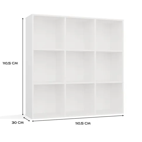 Szczegółowe zdjęcie nr 5 produktu Biały regał na książki z 9 półkami - Kedi 3X