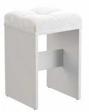 Biały taboret z welurowym siedziskiem - Zendi w sklepie Edinos.pl