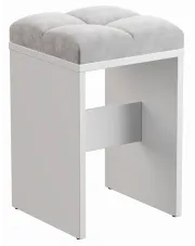 Biały taboret z szarym welurowym siedziskiem - Zendi w sklepie Edinos.pl