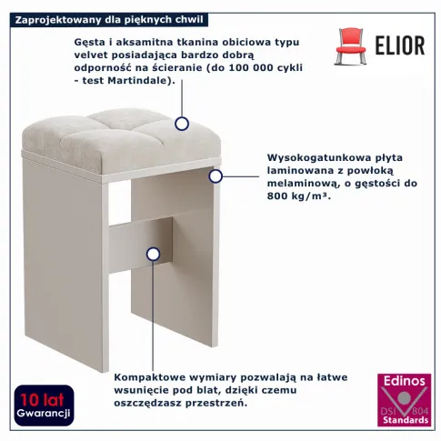 infografika kaszmirowego taboretu Zendi