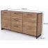 Wymiary nowoczesnej komody z 3 szufladami dąb wotan + czarny Fellia 4X