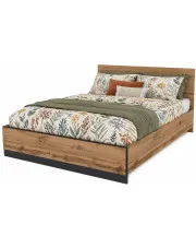 Łóżko dwuosobowe ze stelażem i materacem 160x200 dąb wotan + czarny - Fellia 6X w sklepie Edinos.pl