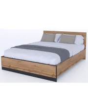 Łóżko dwuosobowe ze stelażem i materacem 160x200 dąb wotan + czarny - Fellia 6X w sklepie Edinos.pl