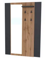 Nowoczesny wieszak ścienny z lustrem dąb wotan + czarny - Fellia 7X w sklepie Edinos.pl