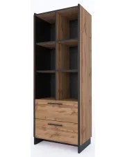 Wysoki regał z szufladami dąb wotan + czarny - Fellia 9X w sklepie Edinos.pl